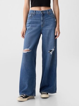 Ultraweiche Baggy-Jeans mit mittlerer Leibhöhe
