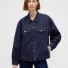 Ultraweiche Oversize-Jeansjacke mit Ballonärmeln und Icon