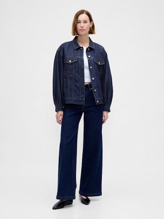 Ultraweiche Oversize-Jeansjacke mit Ballonärmeln und Icon