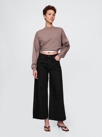 Ultraweiche, verkürzte Baggy-Jeans mit mittlerer Leibhöhe