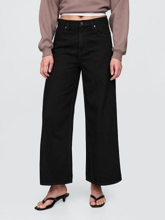 Ultraweiche, verkürzte Baggy-Jeans mit mittlerer Leibhöhe