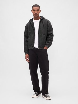 Ultraweicher Denim-Kapuzenpullover mit Sherpa-Futter und Reißverschluss