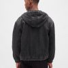 Ultraweicher Denim-Kapuzenpullover mit Sherpa-Futter und Reißverschluss Ultraweicher Denim-Kapuzenpullover mit Sherpa-Futter und Reißverschluss