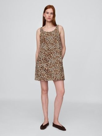 Ultraweiches Minikleid aus Denim mit Leopardenmuster