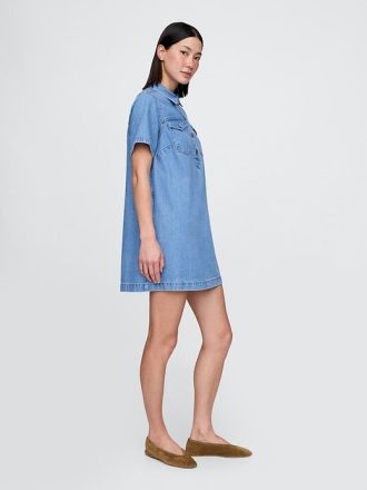Ultraweiches Popover-Minikleid aus Denim