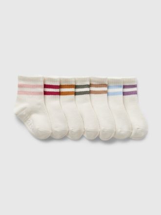 Varsity Stripe Quarter Crew Socken für Babys und Kleinkinder (7er-Pack)