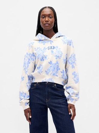 VintageSoft Crop-Hoodie mit Logo