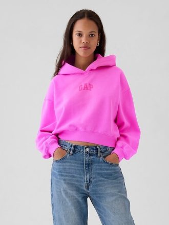 VintageSoft Crop-Hoodie mit Logo