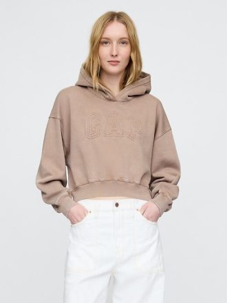 VintageSoft Crop-Hoodie mit Logo