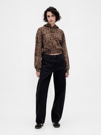 VintageSoft Crop-Hoodie mit Logo