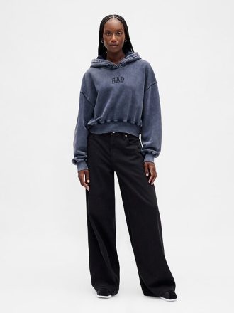 VintageSoft Crop-Hoodie mit Logo