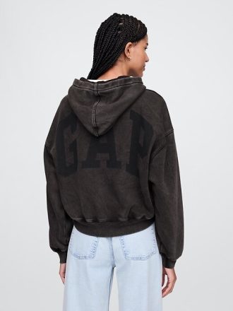 VintageSoft Crop-Hoodie mit Logo