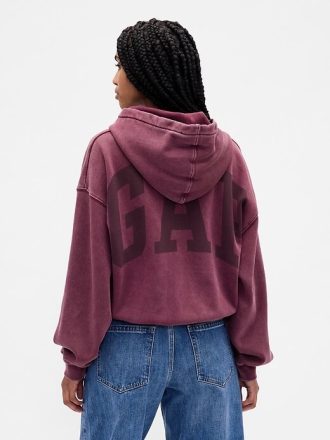 VintageSoft Crop-Hoodie mit Logo