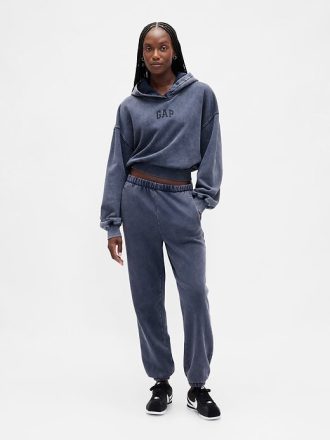 VintageSoft Crop-Hoodie mit Logo