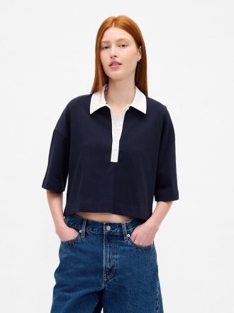 VintageSoft Heavyweight Crop Poloshirt aus Bio-Baumwolle