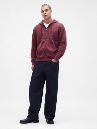 VintageSoft Hoodie mit durchgehendem Reißverschluss für Erwachsene