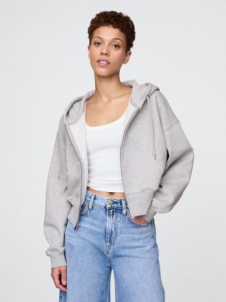 VintageSoft Keil-Hoodie mit durchgehendem Reißverschluss