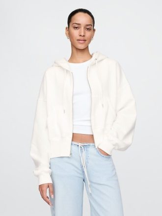 VintageSoft Keil-Hoodie mit durchgehendem Reißverschluss
