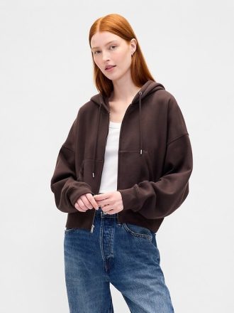 VintageSoft Keil-Hoodie mit durchgehendem Reißverschluss