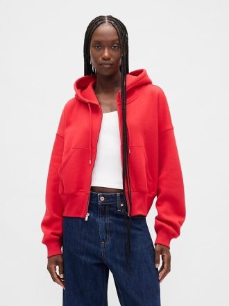 VintageSoft Keil-Hoodie mit durchgehendem Reißverschluss