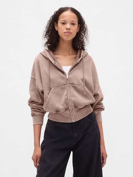 VintageSoft Keil-Hoodie mit durchgehendem Reißverschluss VintageSoft Keil-Hoodie mit durchgehendem Reißverschluss