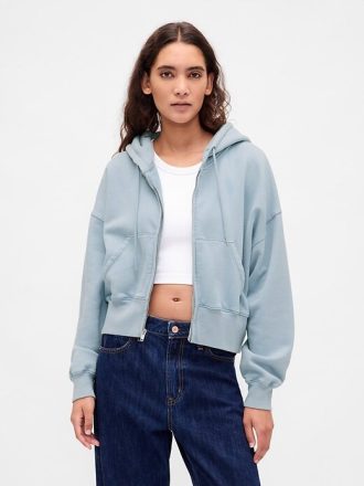 VintageSoft Keil-Hoodie mit durchgehendem Reißverschluss