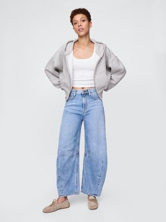 VintageSoft Keil-Hoodie mit durchgehendem Reißverschluss
