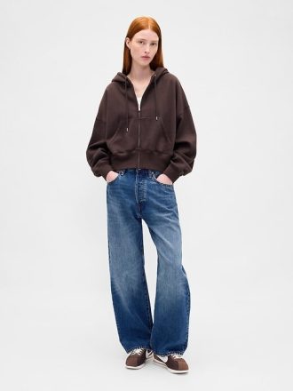 VintageSoft Keil-Hoodie mit durchgehendem Reißverschluss