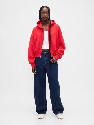 VintageSoft Keil-Hoodie mit durchgehendem Reißverschluss