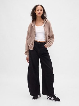 VintageSoft Keil-Hoodie mit durchgehendem Reißverschluss