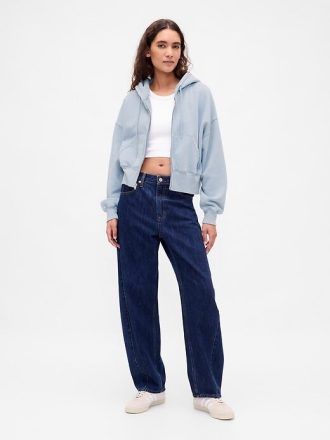 VintageSoft Keil-Hoodie mit durchgehendem Reißverschluss