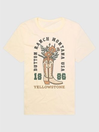 Yellowstone Flower Cowboystiefel Grafik T-Shirt