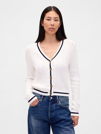 Zopfmuster-Cardigan aus 100 % Baumwolle