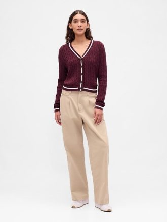 Zopfmuster-Cardigan aus 100 % Baumwolle