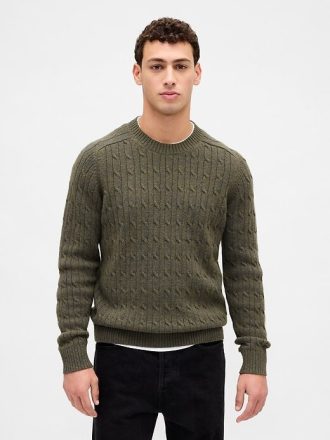 Zopfmusterpullover aus Merinowollmischung