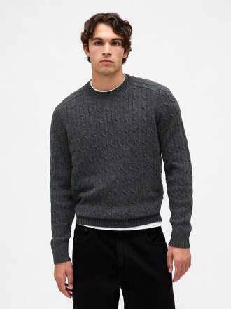 Zopfmusterpullover aus Merinowollmischung