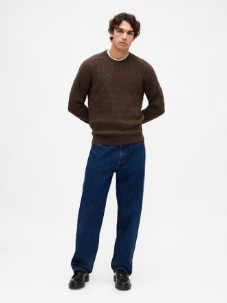 Zopfmusterpullover aus Merinowollmischung