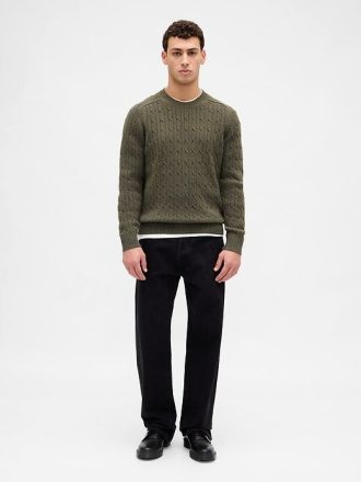 Zopfmusterpullover aus Merinowollmischung
