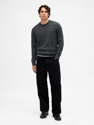 Zopfmusterpullover aus Merinowollmischung