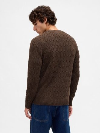Zopfmusterpullover aus Merinowollmischung